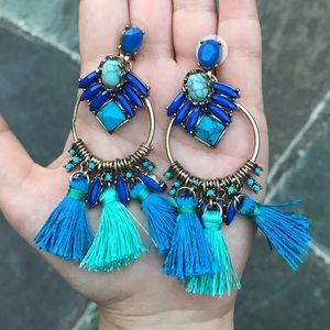 💙👂🏽Chic Hoop Fringe Blogger Style Earrings